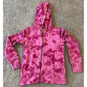 RuffHewn Women Size Large Pink Tie Dye Full Zip Hood Sweatshirt Jacket Outdoors